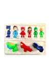 Kız Erkek Çocuk Eğlenceli Oyuncaklar Pj Maskeliler Arabalı 6 'lı Figür Set - 1183