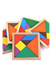 Kız Erkek Çocuk Eğlenceli Oyuncaklar Ahşap Tangram 15x15Cm Eğitici 7 Parçalı Büyük Boy