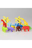Kız Erkek Çocuk Oyuncak 669 Toy Play 12 Parça Renkli Mini Vahşi Hayvanlar Figür Seti 4-6cm Kız Erkek