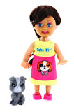 Cute Girl Gri Köpekli ve Kumral Mini Bebek Kız Erkek Çocuk Oyuncak Eğitici Oyuncaklar