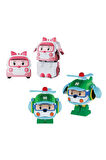 POLI MRT-674 Robocar Poli Mini Transforming Kasabanın Kurtarma Araçları 4lü Set Kız Erkek Çocuk Oyun