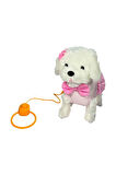 PFT-B025 PELUŞ TASMALI YÜRÜYEN KÖPEK PEMBE -VRD Kız Erkek Çocuk Oyuncak Eğitici Oyuncaklar