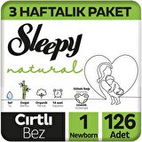 Sleepy Natural 1 Numara Yenidoğan 126'lı Cırtlı Bez