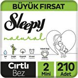 Sleepy Natural 2 Numara Mini 210'lı Cırtlı Bez