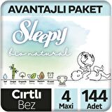 Sleepy Bio Natural Avantajlı Paket Bebek Bezi 4 Numara Maxi 144'lü