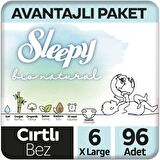 Sleepy Bio Natural Avantajlı Paket Bebek Bezi 6 Numara Xlarge 96'lı