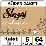 Sleepy Ecologic Süper Paket Külot Bez 6 Numara Xlarge 64'lü