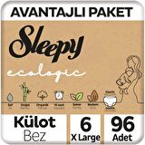Sleepy Ecologic Avantajlı Paket Külot Bez 6 Numara Xlarge 96'lı