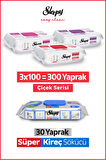 Sleepy Easy Clean Çiçek Serisi&Süper Kireç Sökücü Yüzey Temizlik Havlusu&Mendili(3x100+30)