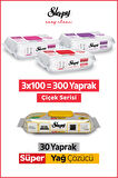 Sleepy Easy Clean Çiçek Serisi&Süper Yağ Çözücü Yüzey Temizlik Havlusu&Mendili(3x100+30)