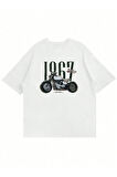 Unisex 1967 Motor Baskılı Oversize T-Shirt