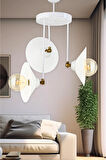 ÜÇLÜ BLANCO MODERN AVİZE BEYAZ ŞAPKALI