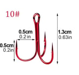 Kırmızı Üçlü İğne - 10 No -Jig, Rapala, Silikonlar ve Şamandıralar İçin - 6 Adet