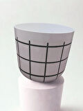 Dekoratif Seramik Karasu Saksı – Siyah Beyaz Karo Desen No 2