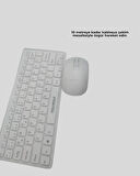 Q Klavye Beyaz Klavye Ve Mouse Seti Kablosuz USB Girişli