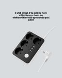 4 Prizli 3 USB Portlu Anahtarlı Akım Korumalı Priz -
