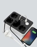 4 Prizli 3 USB Portlu Anahtarlı Akım Korumalı Priz -