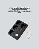 Akım Korumalı 3 USB Portlu 4’lü Priz 4.1A Hızlı Şarj