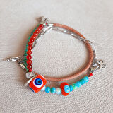 Unisex Dolama Deri Paslanmaz Bileklik