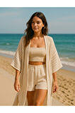 Udenya Çizgili Oversize Müslin Kimono + Hediye Toka ????