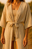 Udenya Çizgili Oversize Müslin Kimono + Hediye Toka ????