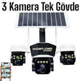 3 Kameralı 4G Solar Kamera Sim Kart İle Çalışan Güneş Enerjili Kamera