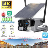 4G 180 Derece Açılı 4K/8MP Panoramik Solar Kamera