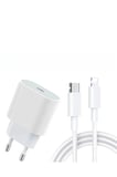 SAYARMRKT Şarj Cihazı Beyaz 20W 1.2m Lightning - Type-C Kablo iPhone Uyumlu