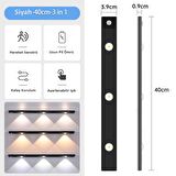 Sensörlü Şarjlı Mıknatıslı 3 Farklı Işık Renkli Dimmerli 40cm Siyah Cata Bella Ultra Slim Kabin Led