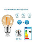 4 Watt Mini Top Ampul Led Filament G45 Amber Cam Rustik Ampul E27 Duy 1800k Amber Işık Rengi 3 Adet