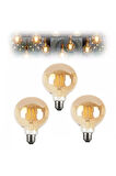 4W Rustik Led Ampul 2500K Dimlenebilir E27 Duylu 3 Adet Lambam G95 Amber Cam Sarı Işık Top Ampul