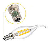 Rustik LED Ampul 4W E14 İnce Duy Gün Işığı 3200K 5 Adet Erd23 Lambam Dimmerli Kıvrık Mum Ampul