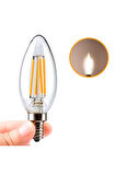 Rustik LED Ampul 4W E14 İnce Duy Gün Işığı 3200K 5 Adet Erd25 Lambam Dimmerli Düz Mum Filament Ampul