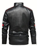 İçi Kürklü Kolları Yatay Kırmızı ve Gri Çizgili Mont