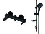 Gpd Gildo 3 Parça Siyah Armatür Musluk Batarya Banyo Seti MLB165-S MBB165-S DST57-S