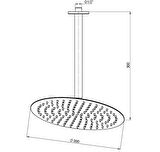 Gpd Ankastre Duş Başlığı Oval Slim Metal 30 Cm Siyah ADS22-S