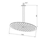 GPD Ankastre Duş Başlığı Oval Slim Metal Ø40 cm Siyah ADS24-S