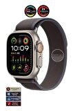 Ultra 2 Multi 9 Pro Smart Watch Titanyum Vidalı Gri Kasa Zeytin Kordon Pusulalı 49mm Kilitli Akıllı Saat