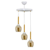 ÜÇLÜ MANDARİN SARKIT AVİZE BAL RENGİ CAMLI GOLD BORULU