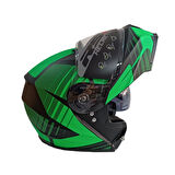KASK ÇENE AÇILIR VİZÖRLÜ YEŞİL-SİYAH RS2 ECE 2206 BELGELİ XXL BEDEN