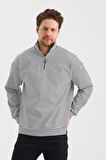 ALEXANDERGARDI ÇİZGİLİ DİK YAKA FERMUARLI COMFORT KALIP SWEATSHIRT (UNI-00247)