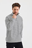 ALEXANDERGARDI ÇİZGİLİ DİK YAKA FERMUARLI COMFORT KALIP SWEATSHIRT (UNI-00247)