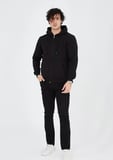 Unisex Tam Fermuarlı Kapşonlu SweatShirt - Siyah