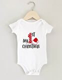 BASKILI-Bebek body-bebek zıbın-organik kumaş-bebek tişört-tasarımlı body- MY FIRST CHRISTMAS-YENİ YIL -NOEL