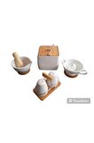 PORSELEN 4'LÜ TUZLUK-HAVAN-NARENCİYE SIKACAĞI SET