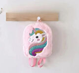 "Kız Çocuk Peluş Unicorn Sırt Çantası – Yumuşak ve Renkli Okul Çantası"