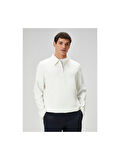 Beymen Club Beyaz Yarım Fermuarlı Polo Sweatshirt