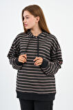 Çizgili Kapüşonlu Sweatshirt (UNX-00242-WN)