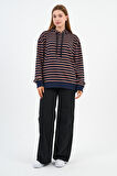 Çizgili Kapüşonlu Sweatshirt (UNX-00242-WN)