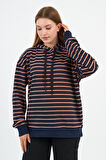 Çizgili Kapüşonlu Sweatshirt (UNX-00242-WN)